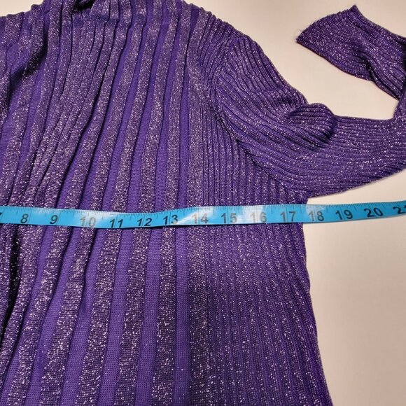 𝅺PURPLE Glitter Open Front Asymmetrical Cardigan One Size - Picture 9 of 12